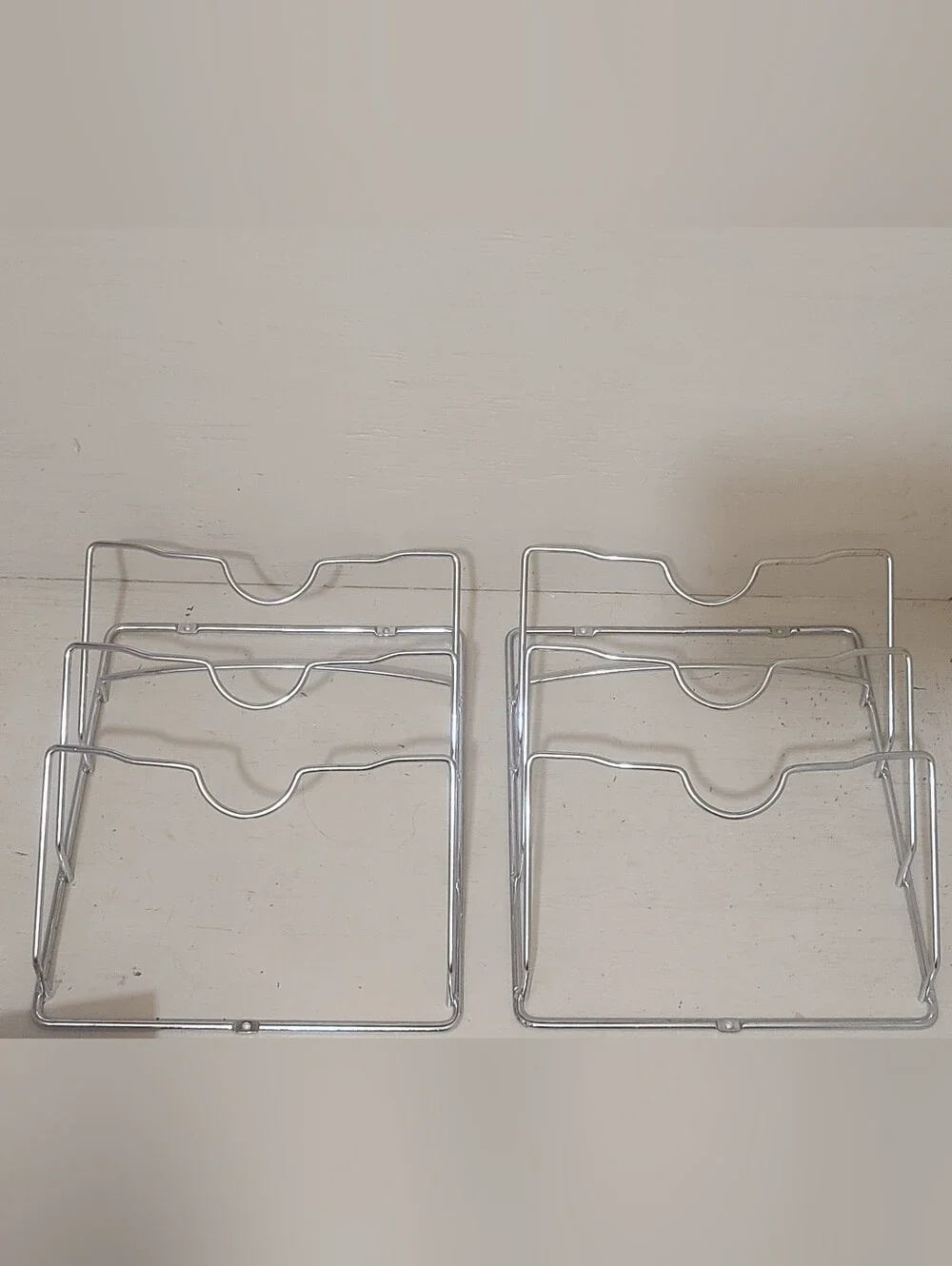 Chrome Metal Cabinet Door/Wall Mount Pot Lid Organizer Rack - Set Of 2